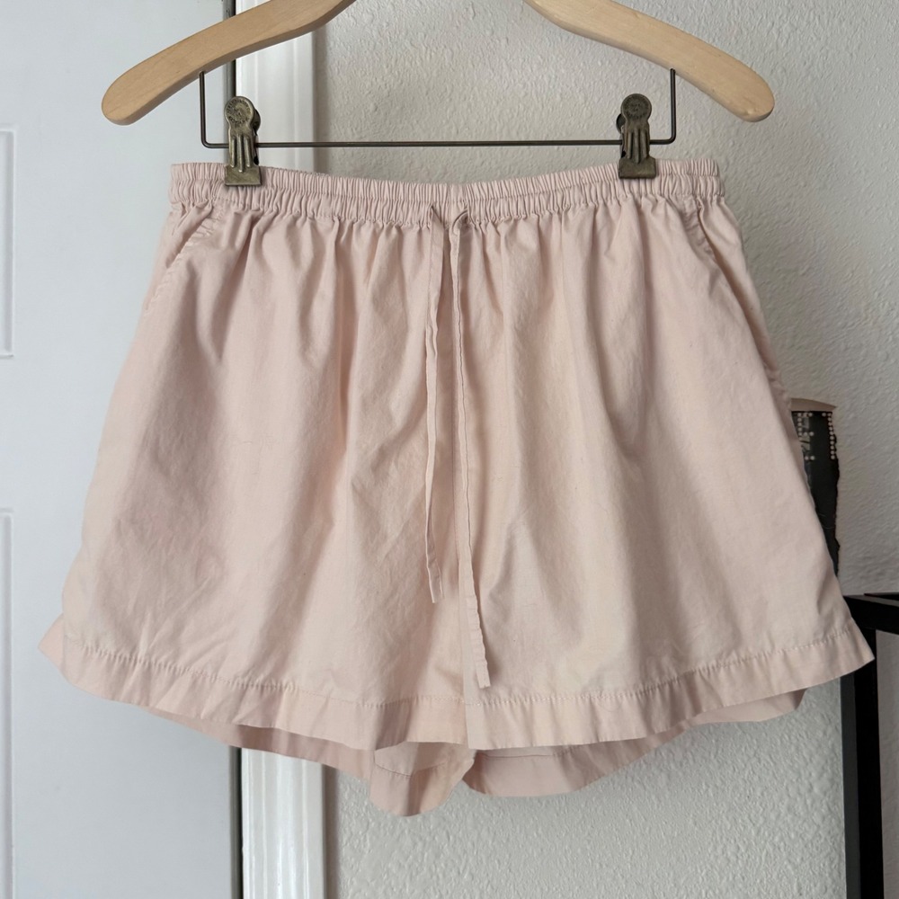 PIYAMA light pink cotton high rise pull on‎ drawstring waist shorts